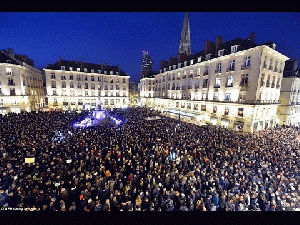 Standing together in defiance, thousands gather across Europe to show support for 12 slaughtered Marchers rally in solidarity in France and Europe after Charlie Hebdo attack Tribute video Standing together in defiance, tens of thousands gather across Euro