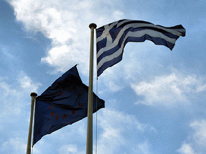 Greek and EU flags, From ImagesAttr