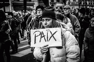 At a rally after the Charlie Hebdo attack.