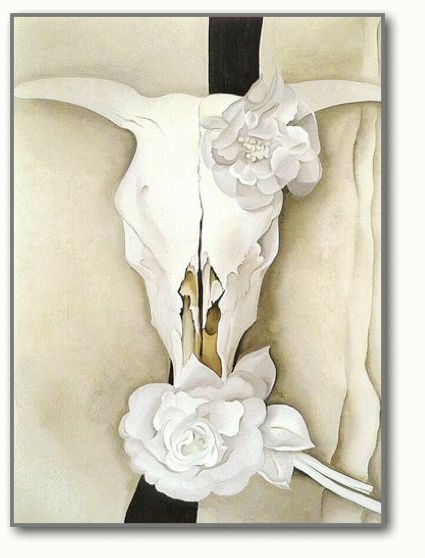 Cow's Skull with Calico Roses, 1931. Col.  the Art institute of Chicago.
