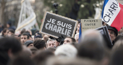 People march in Paris under the slogn 'Je Suis Charlie'