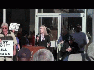 YOutube video screen shot of  Justice for David Hooks Rally from the steps of the Laurens County Courthouse in Dublin Georgia.