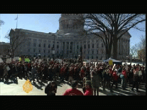 Wisconsin unions rally for rights