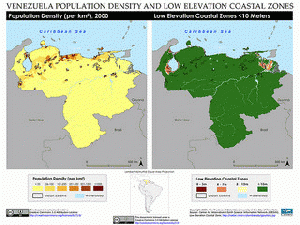 Venezuela: Population Density and Low Elevation Coastal Zones, From ImagesAttr