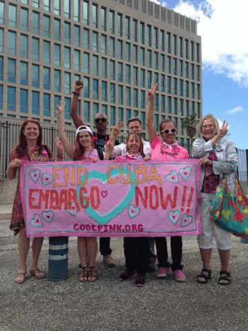 End Cuba embargo! Code Pink delegation in Cuba, Feb, 2015 Swanson, From ImagesAttr