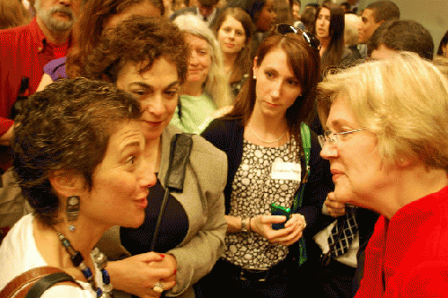 Elizabeth Warren with members of the International Brotherhood of Electrical Workers (IBEW).
