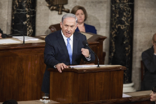 Israeli Prime Minister Benjamin Netanyahu speaks to assembled members of the United States Congress in the U.S. Capitol in Washington, USA on March 3, 2015. - See more at: http://www.middleeasteye.net/columns/long-history-israeli-gaming-iranian-threat-830, From ImagesAttr