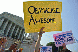 Obamacare on the steps of the Supreme Court