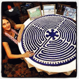 BJ Mosher with her wool labyrinth