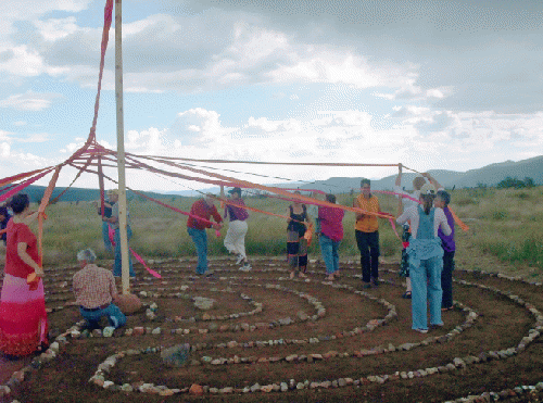 Walking the maypole labyrinth