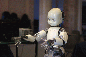 iCub, a child-like humanoid designed by the RobotCub Consortium, taken at VVV 2010
