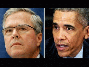 Jeb Bush and President Barack Obama, From ImagesAttr