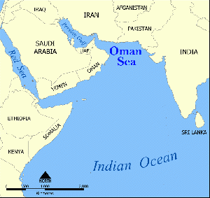 Oman Sea map, From ImagesAttr