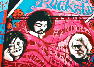 Psychedelic Haight Street Mural; Joplin, Hendrix, Garcia