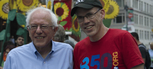 Senator Bernie Sanders joined marchers on September 21, 2014 for the People's Climate March for action on climate change in New York City.