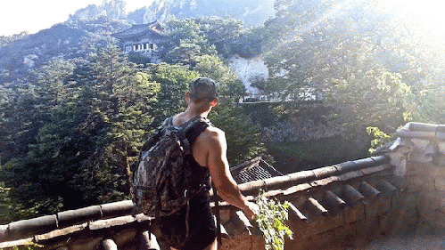 Spc. Robert Weilbacher during an outing on Dobongsan Mountain in South Korea. He says he would go to the picturesque area 