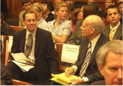 Vincent Bugliosi (right) and Bruce Fein (left) at House Judiciary Committee hearing on Bush impeachment 2008, From ImagesAttr