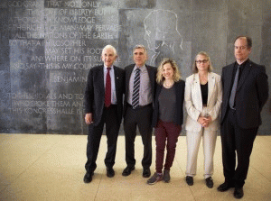 Daniel Ellsberg, Norman Solomon, Jesselyn Radack, Coleen Rowley and Thomas Drake on June 7, 2015, in front of Benjamin Franklin dedication of Kongresshalle in Berlin, Germany., From ImagesAttr