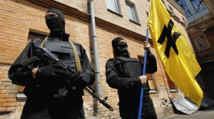 Fighters of Social Nationalist Assembly (SNA), part of ultra-nationalist Right Sector movement, From ImagesAttr