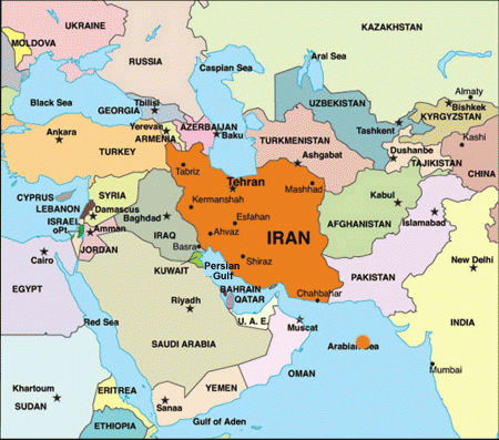 Iran Map-Borders & Neighbors, From ImagesAttr