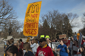 Fast food strike and protest for a $15/hour minimum wage at the University of Minnesota, From ImagesAttr