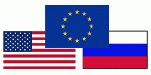 USA EU Russia Flags