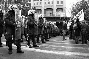 Greeks face off.  What happens when the police switch sides?