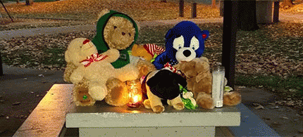 Cudell Rec Center, Cleveland: A makeshift memorial marks the place where Cleveland police officer Timothy Loehmann shot and killed 12-year-old Tamir Rice on November 22, 2014., From ImagesAttr
