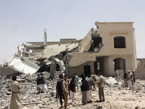 Saudi-led air strike on Sana'a, 12 June 2015.