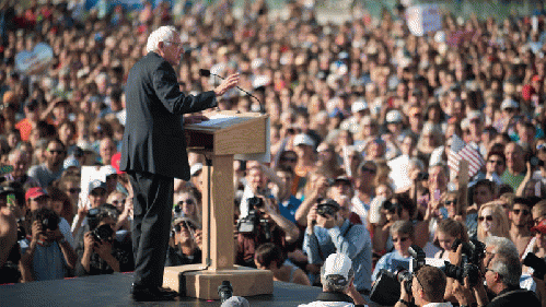 Sen. Bernie Sanders drew a large crowd when he launched his campaign last month in Burlington, Vt., and the crowds have continued, From ImagesAttr