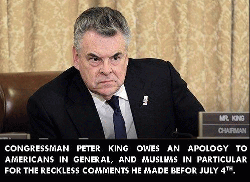 Congressman Peter King Owes an apology