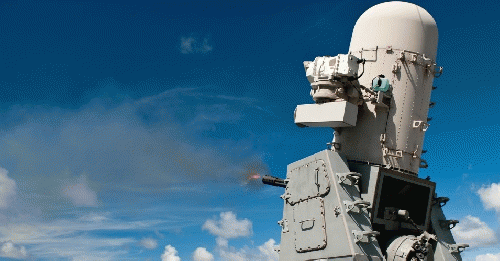 A Phalanx close-in weapons system (CIWS), which Human Rights Watch calls a prototype for fully autonomous weapons--or 