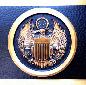 Seal of the United States on the Entry Doors to the Lorenzo de Zavala Building