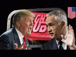 Donald Trump vs Jorge Ramos: Trump tells anchor to 'go back to Univision' in presser Dubuque, Iowa, From ImagesAttr