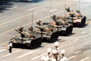 The most famous picture of the Tiananmen saga...