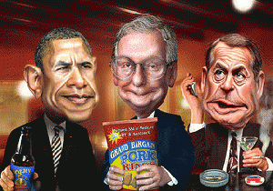 Obama, McConnell and Boehner - Toasting a possible future, From ImagesAttr