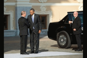 Amid the crisis over Syria, President Vladimir Putin of Russia welcomed President Barack Obama to the G20 Summit at Konstantinovsky Palace in Saint Petersburg, Russia, Sept. 5, 2013., From ImagesAttr