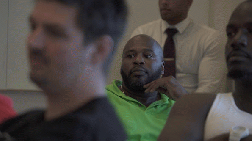 Boris Franklin in a classroom at Rutgers. When he was in prison, he was a student under the New Jersey Scholarship and Transformative Education in Prisons Consortium (NJ-STEP), and he is now attending Rutgers under the university's Mountainview Program.