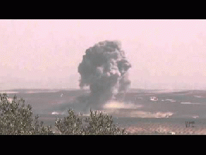 Russian AF bombing ISIS position near Khan Sheikhoun, Syria