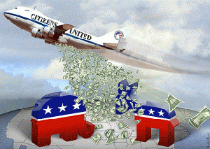 Citizens United Carpet Bombing Democracy - Cartoon, From ImagesAttr