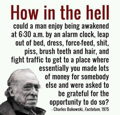 The futility of work as expressed by Charles Bukowski, From ImagesAttr