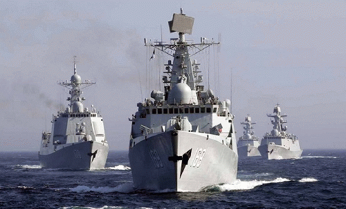 A photo of Chinese People's Liberation Army Navy warships in 2014., From ImagesAttr