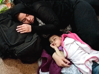 A Gaza mother and daughter at the Rafah border crossing.