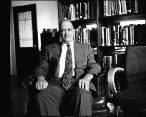 Former National Security Agency official William Binney sitting in the offices of Democracy Now! in New York City., From ImagesAttr