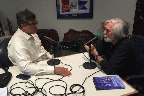 John Kiriakou, left, and Truthdig Editor-in-Chief Robert Scheer.