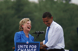 Hillary Clinton & Barack Obama Laughing--Keep it in the ground? That's a GAS!, From FlickrPhotos