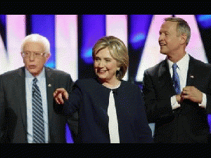 Bernie Sanders, Hillary Clinton and Martin O'Malley, From YouTubeVideos