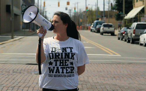 A Flint, Michigan, resident demanding clean water