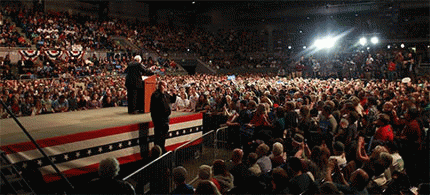 01/18/16: Vermont Senator Bernie Sanders speaks to a crowd at a rally in Birmingham, Alabama, on health care and other subjects., From ImagesAttr