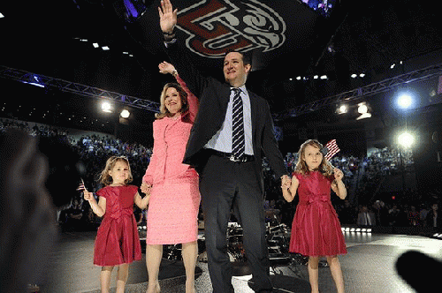 Ted Cruz: The Kids, the Wife, the Flags. Living the American Dream by the book. Yay!